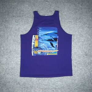 Speedo tank top Men Large Purple Planet Blue Dolphin Graphic Vintage 90s Sporty